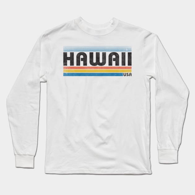 80s Retro Vintage Hawaii USA Long Sleeve T-Shirt by Tingsy